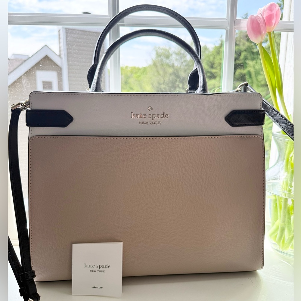 NWT Kate Spade Blush Pink, White, and Black Large Satchel Bag